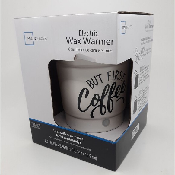 Electric But First Coffee Ceramic Wax Warmer White Brown 3.58 x 4.22 x 5… - Picture 4 of 13